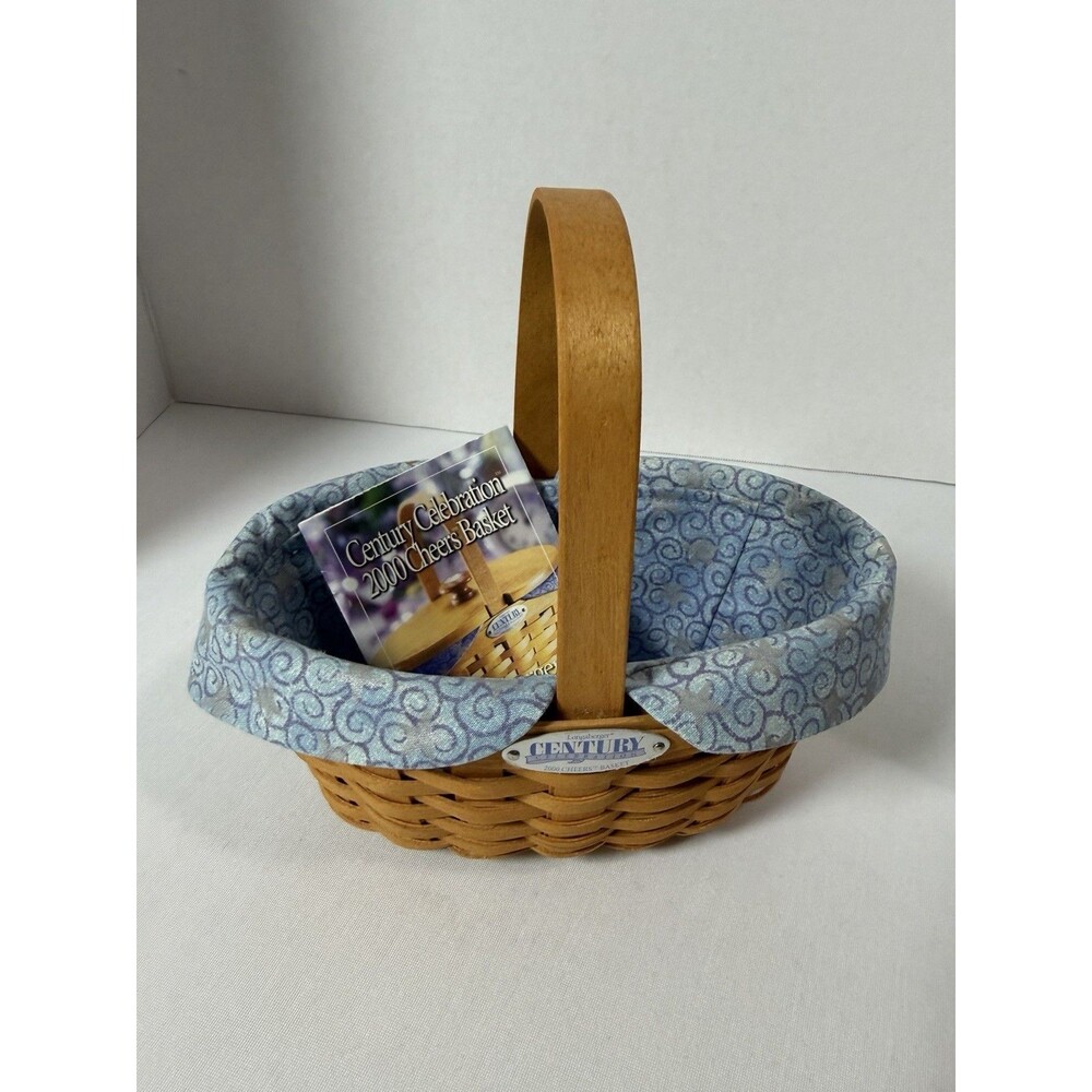Longaberger Basket 2000 Century Celebration Blue Fabric Liner Plastic Protector - Picture 12 of 12